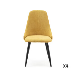 CaliCosy Set van 4 stoelen in stof met zwarte metalen poten l50 cm mani