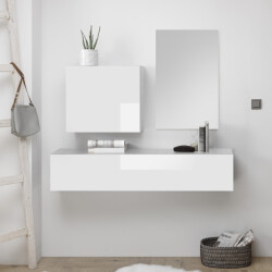 CaliCosy Hangende console met wandopslag en infinity-spiegel l130 cm