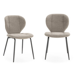 CaliCosy Set van 2 stoelen in stof met zwarte metalen poten l50 cm maori
