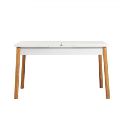 CaliCosy Uitschuifbare tafel van 120 tot 153 cm, wit en atlantisch grenen decor -