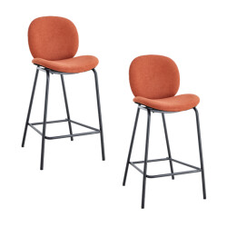 CaliCosy Set van 2 krukken in stof met zwarte metalen poten l43 cm cori