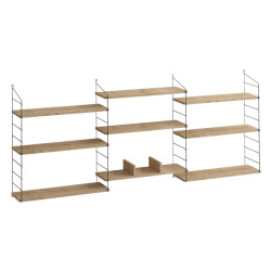 CaliCosy Hangende wandplank 9 planken eikenhouten decor l216 cm laba