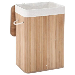 CaliCosy Wasmand inklapbaar van bamboe met 3 handvatten, 72l l40 x h60 cm