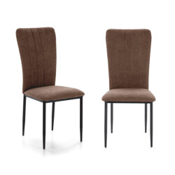 CaliCosy Set van 4 stoelen in stof met zwarte metalen poten l43 cm holly
