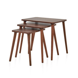 CaliCosy Set van 3 nestbare salontafels, walnoot decor l58 cm tuval