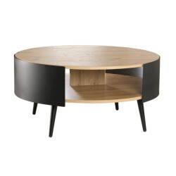 CaliCosy Table basse ronde 2 niveaux flancs métal noir