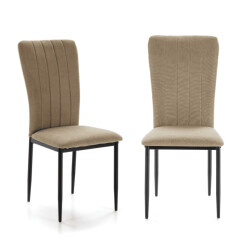 CaliCosy Set van 4 stoelen in stof met zwarte metalen poten l43 cm holly
