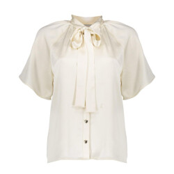 Geisha Blouse satin with bow ecru
