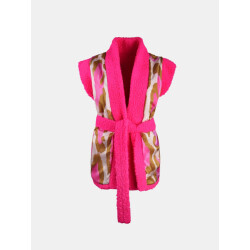 Mucho Gusto ® teddy vest reversible fuchsia met leopardenprint