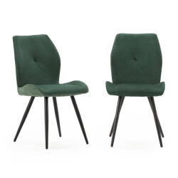 CaliCosy Set van 2 stoelen in stof met zwarte metalen poten l45 cm adaya