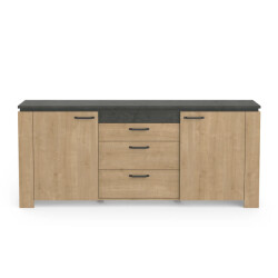 CaliCosy Buffet 2 deuren 3 laden eiken en antracietgrijs decor austin l203,80 cm