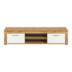 CaliCosy Tv-meubel met 2 klapdeuren en 2 nissen in wit en eiken wotan l160 cm aosta