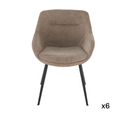 Signature Set van 6 bridge-fauteuils in taupekleurige stof l64 cm colombe