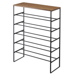 CaliCosy Schoenenrek 5 niveaus hout en zwart metaal tower l66 cm