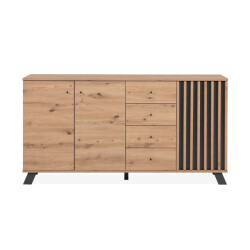 CaliCosy Buffet 3 deuren en 4 laden eikenhouten decor l160 cm lublin
