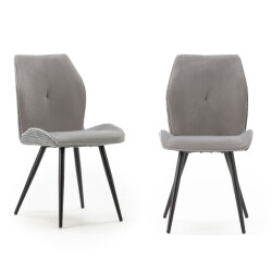 CaliCosy Set van 2 stoelen in stof met zwarte metalen poten l45 cm adaya