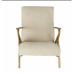 Signature Fauteuil van eikenhout en linnen zitting jean