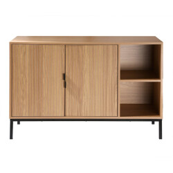 CaliCosy Dressoir met 2 deuren en 2 open vakken in groefhoutlook l110 cm tara