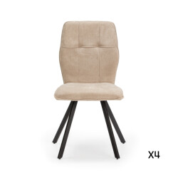 CaliCosy Set van 4 stoelen in stof met zwarte metalen poten l47 cm mery
