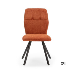 CaliCosy Set van 4 stoelen in stof met zwarte metalen poten l47 cm mery