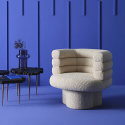 Signature Draaibare fauteuil in écru stof l82 cm trefle