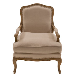 CaliCosy Fauteuil van massief eikenhout en stof l74 cm louis xv