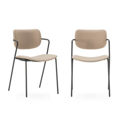 CaliCosy Set van 2 stoelen met zwarte metalen poten l49 cm maika