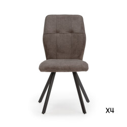 CaliCosy Set van 4 stoelen in stof met zwarte metalen poten l47 cm mery
