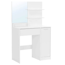 CaliCosy Kaptafel met spiegel, 1 lade, 2 planken en opbergkast l80 x h132 cm