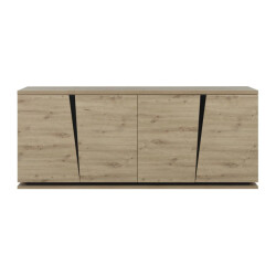 CaliCosy Buffet 4 deuren eiken en zwart decor l221 cm crack
