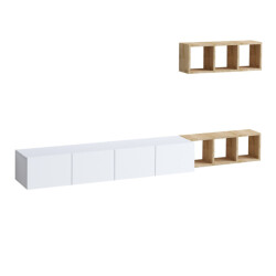 CaliCosy Tv-meubel 4 deuren wit met eikenrek l215 cm pia