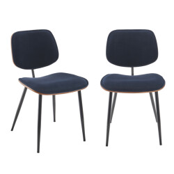 Signature Set van 2 fluwelen stoelen met houten afwerking olympia