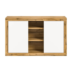 CaliCosy 2-deurs buffetkast met 3 nissen in wit en wotan eik l80 cm matrix