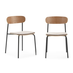 CaliCosy Set van 2 stoelen in stof met zwarte metalen poten l46 cm adriana
