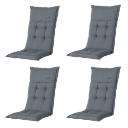 Madison tuinkussens hoge rug rib grey 123x50 - 4 stuks