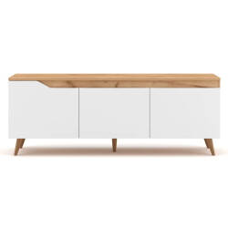 CaliCosy Tv-meubel met 3 deuren in houtkleur en witte kleur scandinavische stïjl- l140