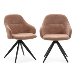 CaliCosy Set van 2 draaibare fauteuils in stof met zwarte metalen poten tamara