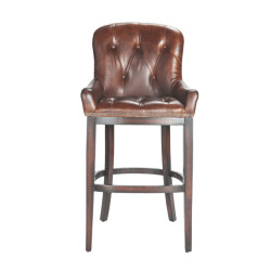 Signature Barfauteuil van hout en semi-aniline leer h121 cm