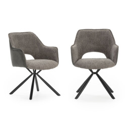 CaliCosy Set van 2 fauteuils in stof met zwarte metalen poten l62 cm mariel
