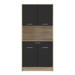 CaliCosy Buffet hoog 4 deuren 1 lade, eiken en zwart decor l83 x h176 cm dolce