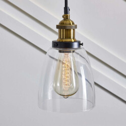 Signature Plafondlamp met glazen kap en fitting in gouden messing afwerking