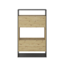 CaliCosy Schoenenkast met 2 laden, eiken en donkergrijs decor, verona 2 l68,5 cm