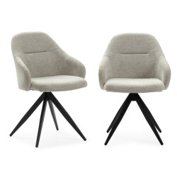 CaliCosy Set van 2 draaibare fauteuils in stof met zwarte metalen poten tamara