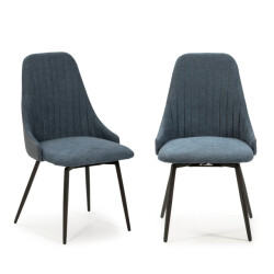 CaliCosy Set van 2 draaibare stoelen in stof met zwarte metalen poten l50 cm elma