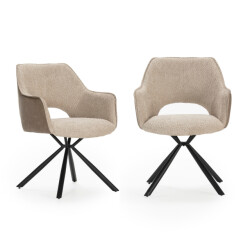 CaliCosy Set van 2 fauteuils in stof met zwarte metalen poten l62 cm mariel