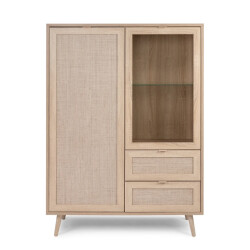 CaliCosy Buffetkast met 2 deuren 2 laden h139 cm rotanprint bali