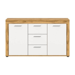 CaliCosy Eiken wit en wotan 2-deurs en 3-lades dressoir, l125 cm aosta