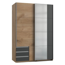 CaliCosy Kledingkast met 2 schuifdeuren waarvan 1 spiegel l135 cm