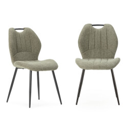 CaliCosy Set van 4 stoelen in stof met zwarte metalen poten l48 cm muli