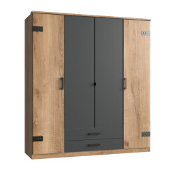 CaliCosy Kast met 4 deuren, eiken en grafietdecor l180 cm